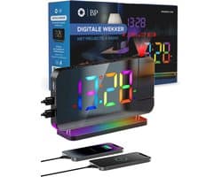 BP® Digitale Wekker Met Projectie - Wekkerradio - Projectiewekker - Digitale Wekker - Kinderwekker - Projectieklok - Snooze Functie - USB oplaadpoort - Automatische Helderheidscontrole - Zwart