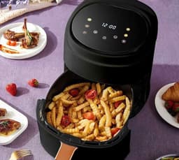 Airfryer - Grote Capaciteit - Inhoud 8L - Multifunctionele Friteuse - Heteluchtfriteuse - Temperatuurregeling - 220-240V - Oven - Grill - Defrost Function - Zwart — thumbnail 5