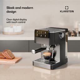 Klarstein SteelPresso Touch Pistonmachine – 20 Bar, 1350 W, RVS, 1,5 L Waterreservoir, Touchdisplay, Geïntegreerde Melkopschuimer, Compact Design, Koffiemachine — thumbnail 5