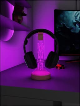 Oplichtende Hoofdtelefoon Stand - Gaming Headset Houten Houder - RGB Met 16 Kleur Lichten - Voor Bureau & Game Room Decor — thumbnail 5
