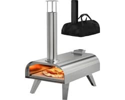 KitchenBrothers Pizza Oven - Houtgestookt - Tafelmodel - Met Beschermhoes - PFAS-vrij - Inklapbaar - Pizzasteen - tot 460°C Pizza maker - Complete Set - Pizzaoven voor Buiten - RVS