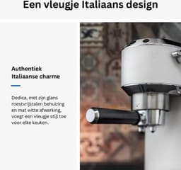 Thuys – Luxe Espressomachine – Koffiezetapparaat – Gemalen Koffie – Italiaanse Stijl – RVS – Klassiek Design – Wit — thumbnail 2