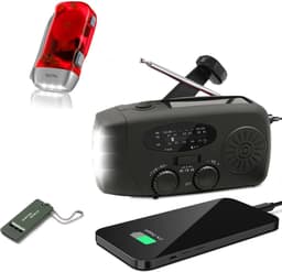 Nood Radio Op Batterijen (Accu) Voor Rampen - Knijpkat - Noodfluit - Radio Opwindbaar - Noodradio - Solar Opwindbaar - Multifunctionele Noodradio - Survival Radio - Zaklamp / Powerbank - Noodpakket - Noodpakket voor Thuis - Draagbare Radio - Zwart — thumbnail 1