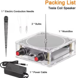 Tesla Coil multifunctioneel | Tesla Music Tesla Coil -luidspreker | bluetooth speaker Tesla Coil | draadloze transmissieverlichting, experimentele producten voor wetenschap en onderwijs | Musical Tesla Coil Arc Plasma Speaker, Bluetooth — thumbnail 5