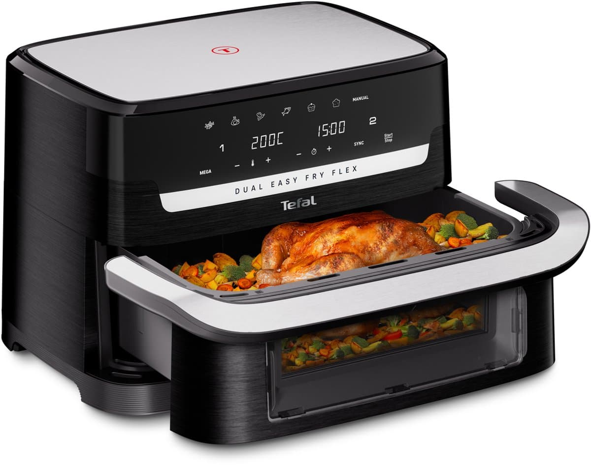Tefal Dual Easy Fry Flex EY9228 - Airfryer - 9L - Flexibele Functie - Voor Grote Gezinnen - Zwart — afbeelding 1