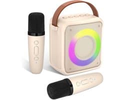 Sounix Draagbare Karaoke set - Incl. 2 draadloze microfoons - Bluetooth Speaker - Wit