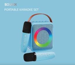 Sounix Draagbare Karaoke set - Incl. 2 draadloze karaoke microfoons - Bluetooth Speaker - Voor Volwassenen en Kinderen - Blauw — thumbnail 5