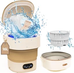 Mini Wasmachine - 16L - 2.3kg - 3 Modi - Dieptereiniging - Voor Sokken & Baby Kleding - Kaki — thumbnail 1