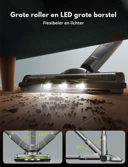 Draadloze Steelstofzuiger - 26Kpa - 250W - LED Display - Tapijt & Auto - Krachtig & Stil — thumbnail 4