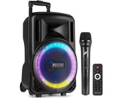 Speaker Bluetooth - Fenton FT10LED MK2 karaoke box met LED’s, accu en microfoon - Voor huisfeestjes