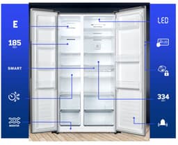 Heinner HSBS-HS519NFXE++ Amerikaanse Side-by-Side Koelkast – 519 L – Full No Frost – LED Touch Display – Multi Airflow Systeem – RVS – 5 Jaar Garantie — thumbnail 4