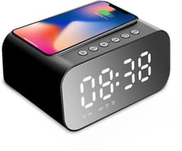Wekkerradio met Draadloze Oplader - Wekkers Digitaal - Digitale Wekker Slaapkamer - Klokradio met FM Radio - USB & Qi Draadloos Oplaadbare Alarmklok - Zwart — thumbnail 1