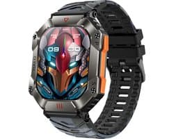 WizBay Premium Select® 2.0 inch HD TFT - Kompas, Altitude & Barometer, Meter - Bluetooth Bellen - Message - Dynamic Hartslag & Slaap Monitor - Bloeddruk & O2 - 100+ Sport Modi - 650mAh - Magnetic Laden - Zink Alloy Mat Grijze Kast - Zwart TPU Band