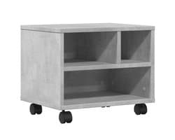 vidaXL Printerkastje - Betongrijs - Met wielen en remmen Printer Standaard - Print Stand - Bureau Accessoires - Houten Tafel - Laptop Tafel