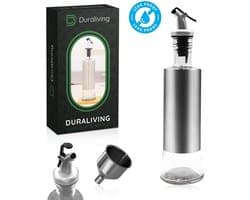 Duraliving® Olijfolie fles met schenktuit Premium - Oliefles met Schenktuit - Olie fles Glas - BBQ Accesoires - Airfryer - Olie Sprayer - Set van 2