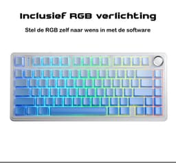 EPOMAKER x AULA F75 - Blauw - Side Printed - Mechanisch Draadloos Toetsenbord - RGB - 75% - QWERTY - Gaming Keyboard - LEOBOG Reaper Switch — thumbnail 6