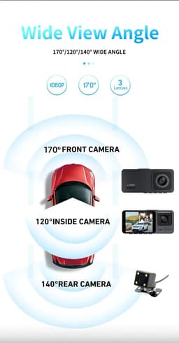 TechU™ Dashcam Camera – M52 Zwart – 2 Inch Scherm Full HD 1080P – 2 Camera's: Voor & Binnen – Dashboardcamera – G-sensor – Nachtvisie – Loop recording – Bewegingssensor – Parkeermodus — thumbnail 3