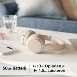 Sony WH-CH520 Draadloze Bluetooth-koptelefoon – tot 50 uur batterijduur met snellaadfunctie， on-ear model – Beige — thumbnail 4