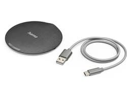 Hama QI-FC10 Metal Mobiele telefoon, Smartphone Zwart, Zilver USB Draadloos opladen Snel opladen Binnen