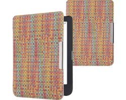 kwmobile ereader hoesje geschikt voor Tolino Shine 3 - Case met magnetische sluiting - Hoes voor e-reader in geel / rood / groen - Kleurrijk weefpatroon design