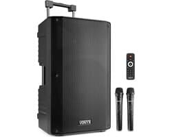 Speaker met Bluetooth - Vonyx VSA500 - 800 Watt - Partybox - 2 draadloze mics - Portable - MP3 - USB - SD