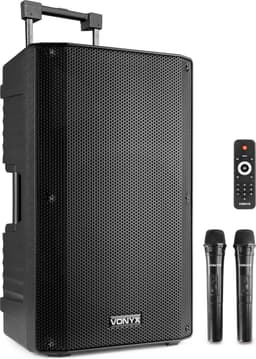 Speaker met Bluetooth - Vonyx VSA500 - 800 Watt - Partybox - 2 draadloze mics - Portable - MP3 - USB - SD — thumbnail 1