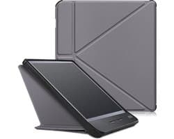 Hoes Geschikt voor Kobo Libra H2O Hoesje Bookcase Cover Hoes Trifold - Hoesje Geschikt voor Kobo Libra H2O Hoes Cover Case - Grijs