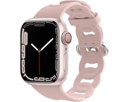 Siliconen Smartwatch bandje - Geschikt voor Apple Watch 1/2/3/4/5/6/8/9/10/11/SE(2-3)/Ultra(2-3) silicone chain band - roze - Strap-it Horlogeband / Polsband / Armband - maat: 44mm / 45mm / 46mm / 49mm