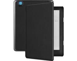 Lunso Geschikt voor Kobo Aura H20 Edition 2 hoes (6.8 inch) - Vegan Saffiano Leren sleep cover - Zwart - (niet voor de Kobo Aura edition 2)