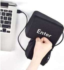 Enter Knop XXL - Anti Stress Kussen - USB Aansluiting - Werkt Als een Echte Enter Knop - 5.5 x 20 x 10 cm - Zwart — thumbnail 5