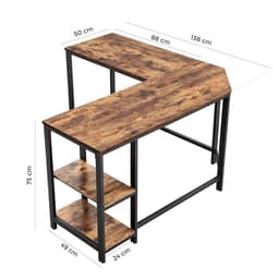 Furnihaus - Computer tafel - Hoek Bureau - Idustrieel - Vintage - Hout - Metaal - 138x138x75cm — thumbnail 4