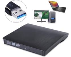 Externe DVD/CD speler voor laptop of computer met USB aansluiting - zwart