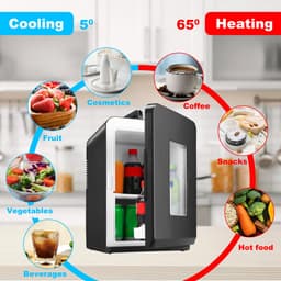 Mobiele Mini koelkast - 15 Liter - Koelen & Verwarmingsfunctie - AC DC 220-240V/12V Auto Aansluiting - 2 in 1 Draagbaar - Zwarte Glazen Deur - Mini Beauty Fridge - Skincare, Medicijnen, Eten, Drinken — thumbnail 5