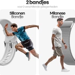 Xssive Smartwatch Dames & Heren - Smartwatch Geschikt voor Android & Apple - AMOLED Display - Bluetooth 5.3 - Hartslagmeter, Bloedzuurstofmeter & Slaaptracker - Inclusief 2 Bandjes (Milanese & Siliconen) — thumbnail 2