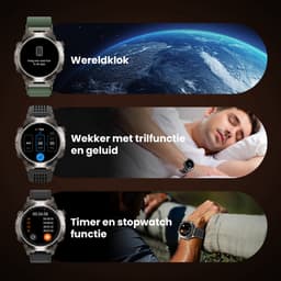 Maoo FORGE - GPS Smartwatch Heren - 1.43" AMOLED Display - 3 Bandjes - GPS (5 satellieten) - Belfunctie - 730mAh Batterij (lange accuduur) - 170+ Sportmodi - Hartslag, Bloeddruk, SpO2, Stappenteller - Kompas, Zaklamp - 1 ATM Waterdicht - Gun Metal — thumbnail 13