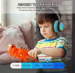 StayPowered Kinder Bluetooth Hoofdtelefoon - Perfect voor School & Reis - Veilig Volumeniveau - Heldere Geluidskwaliteit - met LED - Draadloos & Bekabeld - Versterkt Materiaal - Lange Batterijduur - Zwart/Blauw - Levering Sneller dan Aangegeven! — thumbnail 2