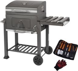 MaxxGarden Houtskoolbarbecue - Grilloppervlak (LxB) 42 x 42 cm - Staal - Met handgeep - Zwart - Incl. BBQ set — thumbnail 1