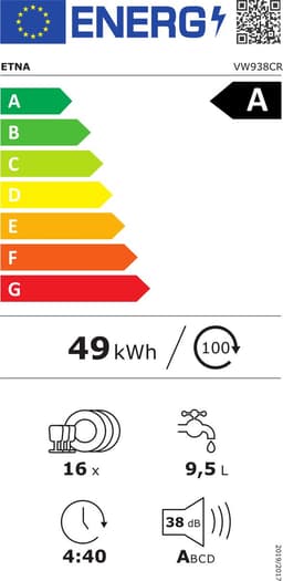 ETNA VW938CR – Volledig geïntegreerde vaatwasser – 16 couverts – Energieklasse A – 38 dB – AutoDose – FanDry – ConnectLife – Automatische deuropening – 60 cm — thumbnail 3