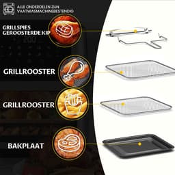 Sinaopus XXL Airfryer & Mini Oven in één – 12L Extra Grote Capaciteit – Inclusief 4 Accessoires – 12 Voorgeprogrammeerde Functies – LED Display – Makkelijk te Reinigen — thumbnail 3