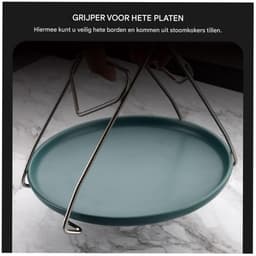 Gripper Bowl - Roestvrijstalen komklemmen - Plate Holder - Houten handvat - Opvouwbaar - Roestvrij staal - Hittebestendig - Geschikt voor het verwijderen van voedsel uit ovens, airfryers, magnetrons en stoompannen - Zilver — thumbnail 5