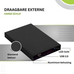 Harde Schijf Extern - Draagbare - 500GB Opslag - Zwart — thumbnail 5