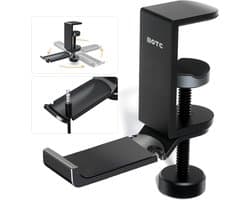 BOTC Koptelefoon Houder - Headset Stand - 360 Rotatie - Koptelefoon Haak - Hoofdtelefoon Hanger - Aluminium - Zwart