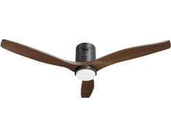 Hombli Slimme Plafondventilator met verlichting - Ø132 cm - Incl. Afstandsbediening - Zwart & Donker Hout