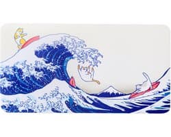 Ekax 3-in-1 Muismat - Multifunctionele Dunne Microvezel Muismat voor Laptops, Handig als Scherm Beschermer, Reinigingsdoek, Draagbaar & Wasbaar, Antislip Achterkant - 28.5 x 15 cm, 0.6 mm Dik, Kanagawa Meow