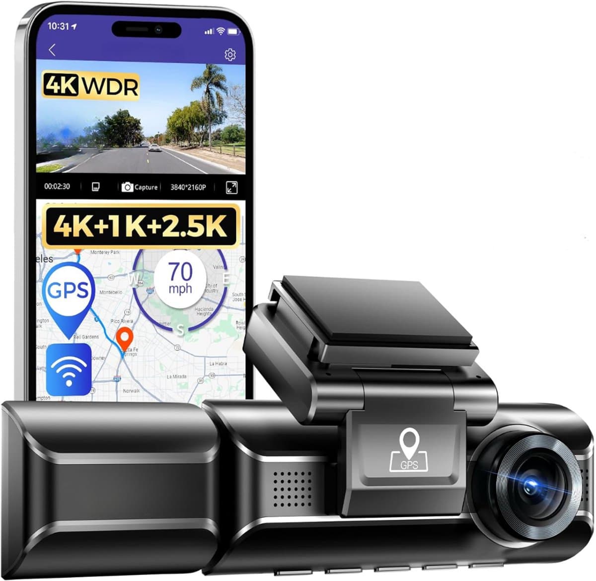 Dashcam - Daschcams - Auto - Camera - Vooruit - Achteruit - Video - Autobeveiliging - Parkeerbeveiliging - Recording - Dag en Nacht - Schadepreventie — afbeelding 1