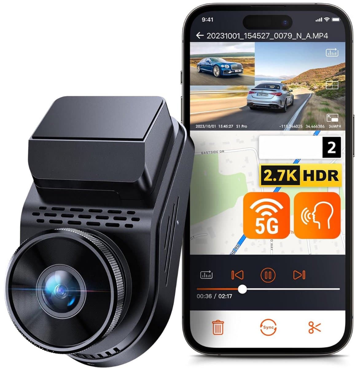 Dashcam - Daschcams - Auto - Camera - Vooruit - Achteruit - Video - Autobeveiliging - Parkeerbeveiliging - Recording - Dag en Nacht - Schadepreventie — afbeelding 1