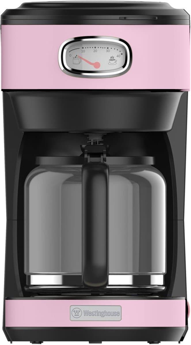 Westinghouse Retro Filter-koffiezetapparaat – Filterkoffie – Herbruikbaar Filter – 1,25L – 10 Koppen – 1000W – Roze — afbeelding 1