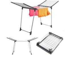 KADAX Droogrek, grote wasdroger, vleugelwasdroger voor lange was, droger met inklapbare vleugels, staande droger met poedercoating (met 2 vleugels)