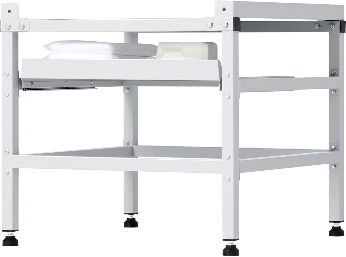 Wasmachine standaard, 48,5 x 25 inch, 590 lbs draagvermogen, dubbele kommen, verstelbare voeten, koolstofstaal voor wasmachine en droger — afbeelding 1