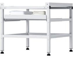 Wasmachine standaard, 48,5 x 25 inch, 590 lbs draagvermogen, dubbele kommen, verstelbare voeten, koolstofstaal voor wasmachine en droger